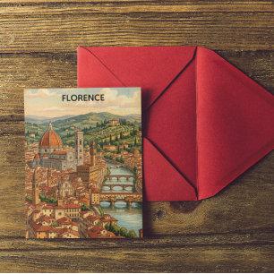Carte Postale Vue de la ville de Florence Italie Toscane Vintage