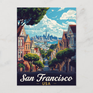 Carte Postale Vue de la ville de San Francisco avec les Painted 