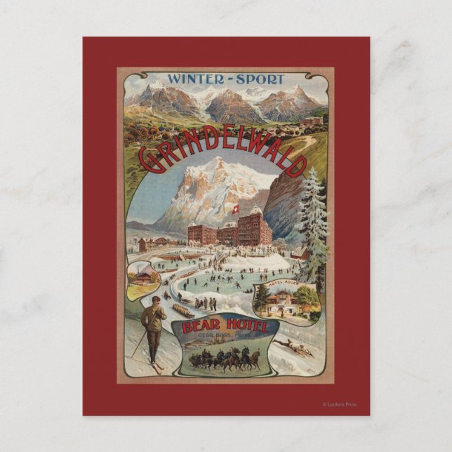 Carte Postale Vue de l'affiche promotionnelle de l'hôtel Ours (Devant)