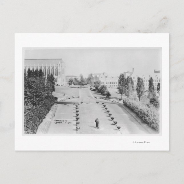 Carte Postale Vue de l'entrée du campus de l'Université de Washi (Devant)