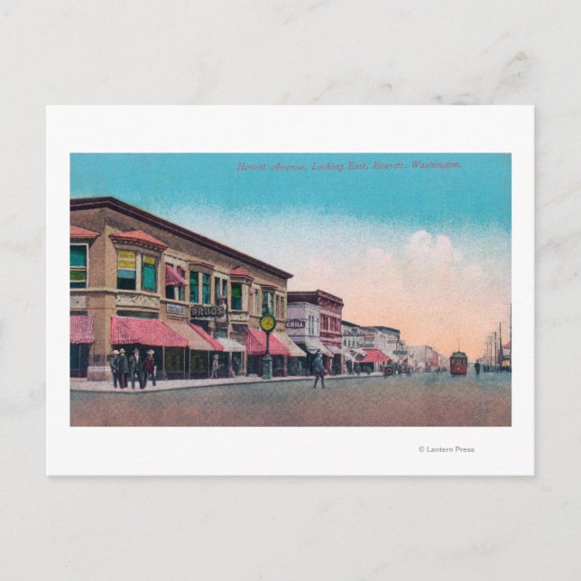 Carte Postale Vue de l'est de Hewitt Avenue Everett, WA (Devant)