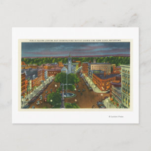 Carte Postale Vue de l'Est du Carré public, horloge de la ville