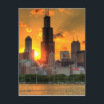 Carte Postale Vue de l'horizon de Chicago depuis Adler<br><div class="desc">Sunset HDR Chicago Skyline</div>
