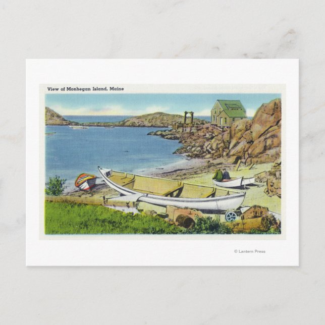 Carte Postale Vue de l'île de Monhegan, scène de plage (Devant)