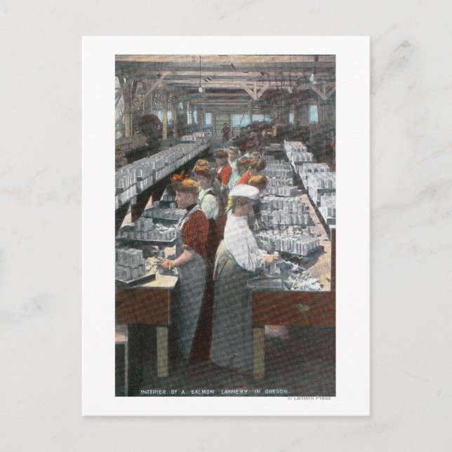 Carte Postale Vue de l'intérieur des travailleurs de la cannerie (Devant)