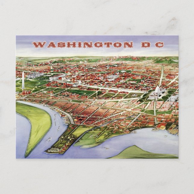 Carte Postale Vue de l'oeil d'oiseau de Washington, D.C. (1901) (Devant)