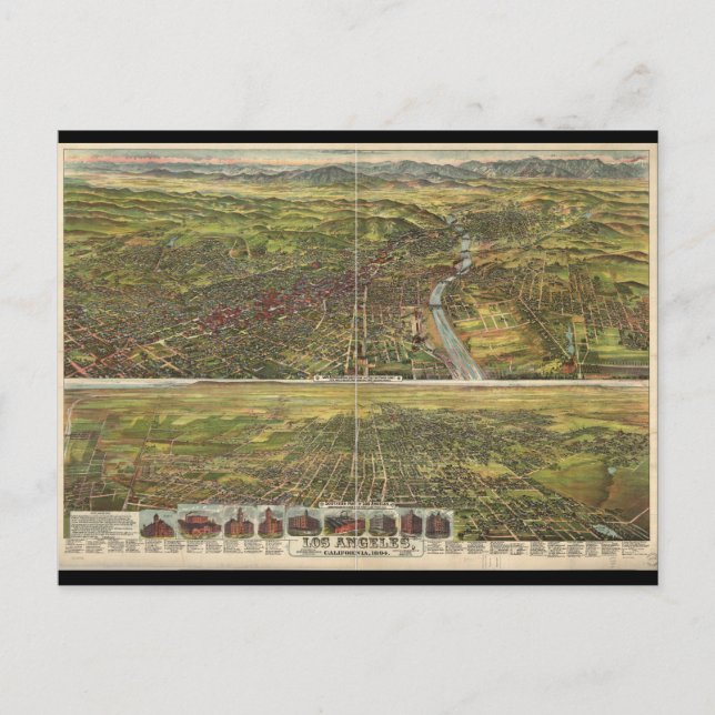 Carte Postale Vue de l'oeil d'oiseaux de Los Angeles en Californ (Devant)