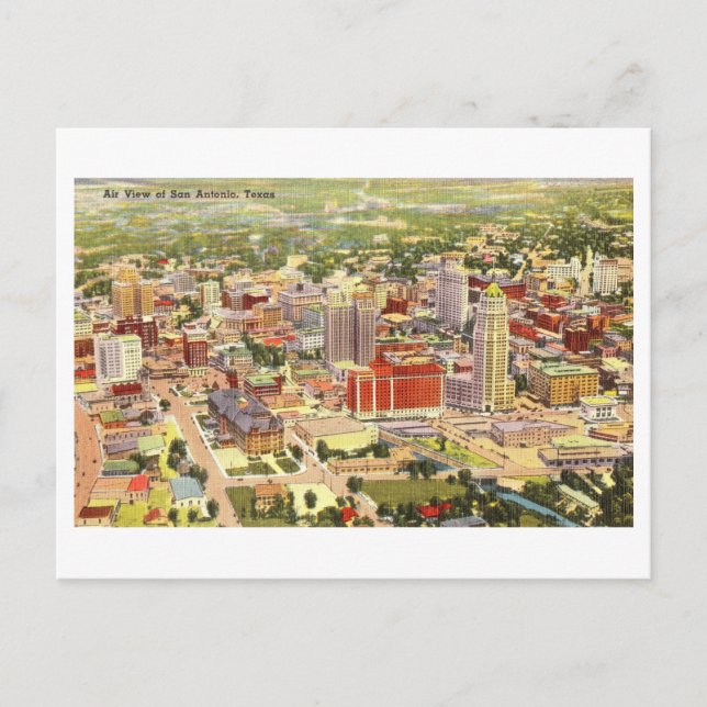 Carte Postale Vue de l'oeil d'oiseaux de San Antonio, Texas, Vin (Devant)