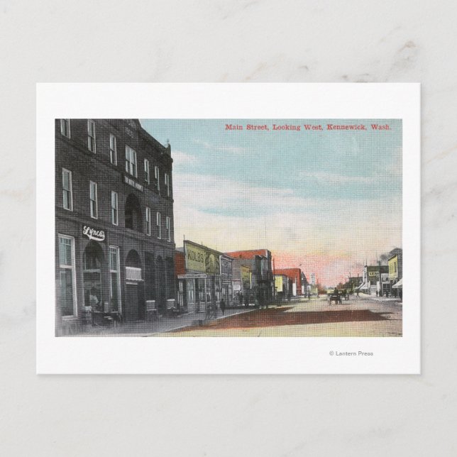 Carte Postale Vue de l'Ouest de Main StreetKennewick, WA (Devant)
