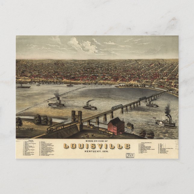 Carte Postale Vue de Louisville, Kentucky (1876) (Devant)