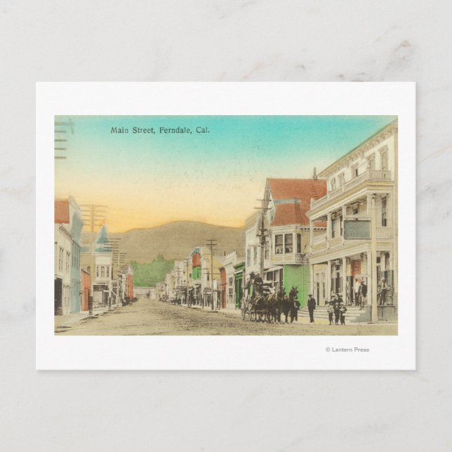 Carte Postale Vue de Main Street, Carrosse à chevaux (Devant)