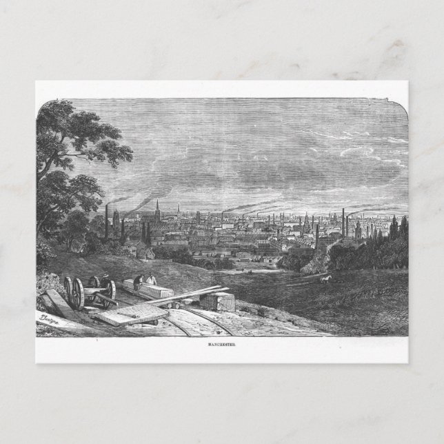 Carte Postale Vue de Manchester, gravée par T.Gustyne (Devant)