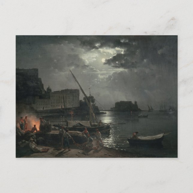 Carte Postale Vue de Naples au clair de lune, 1829 (Devant)