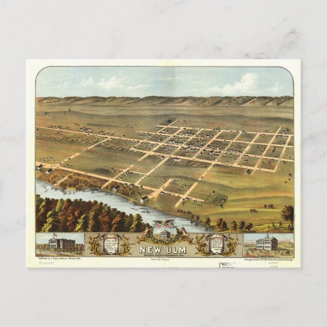 Carte Postale Vue de New Ulm, Minnesota (1870) (Devant)