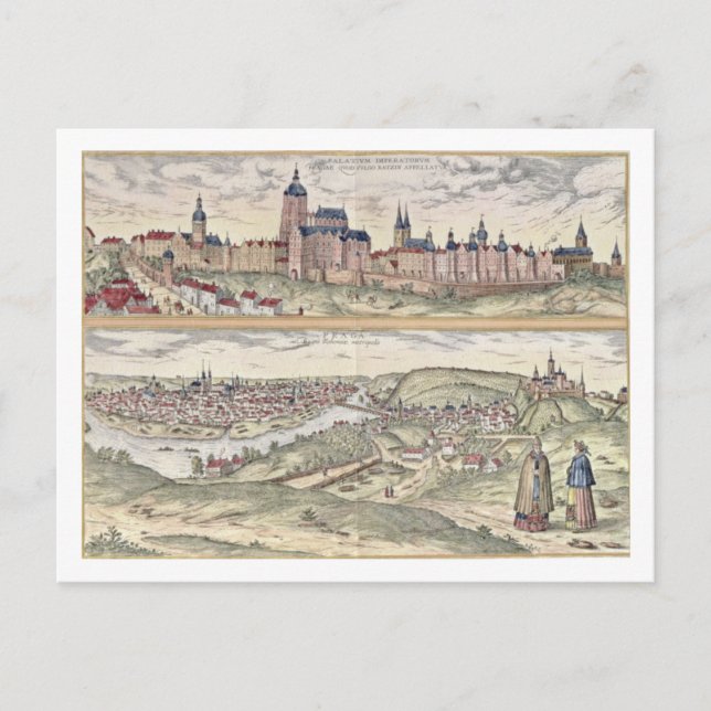 Carte Postale Vue de Prague montrant (ci-dessus) le Palais Impér (Devant)