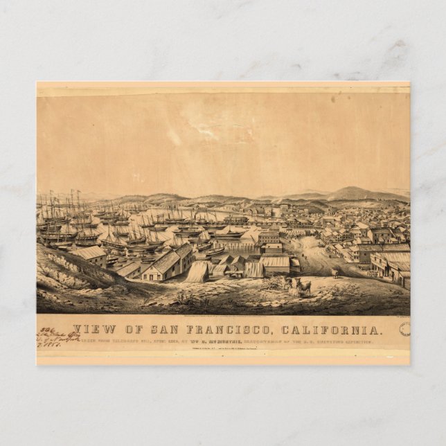Carte Postale Vue de San Francisco, Californie (1850) (Devant)