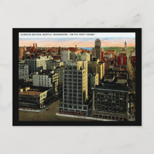 Carte Postale Vue de Seattle, Vintage des années 1920