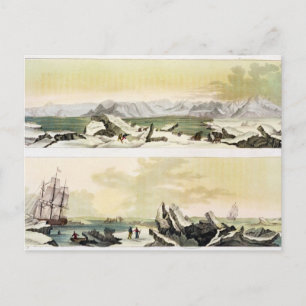Carte Postale Vue de Spitsbergen avec 'La Dorothea' (couleur en