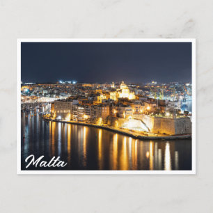 Carte Postale Vue de Trois villes à Malte la nuit