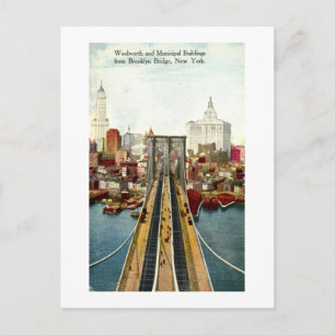 Carte Postale Vue depuis le pont Brooklyn, NY Vintage