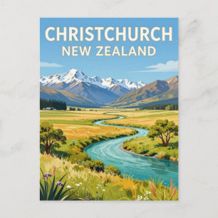 Carte Postale Vue des Alpes du Sud de Christchurch en Nouvelle-Z