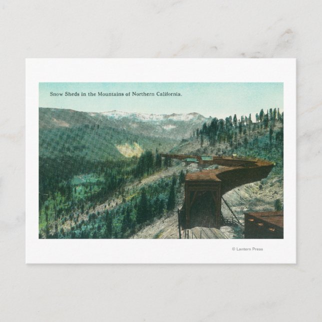 Carte Postale Vue des bancs de neige au-dessus des voies ferrovi (Devant)