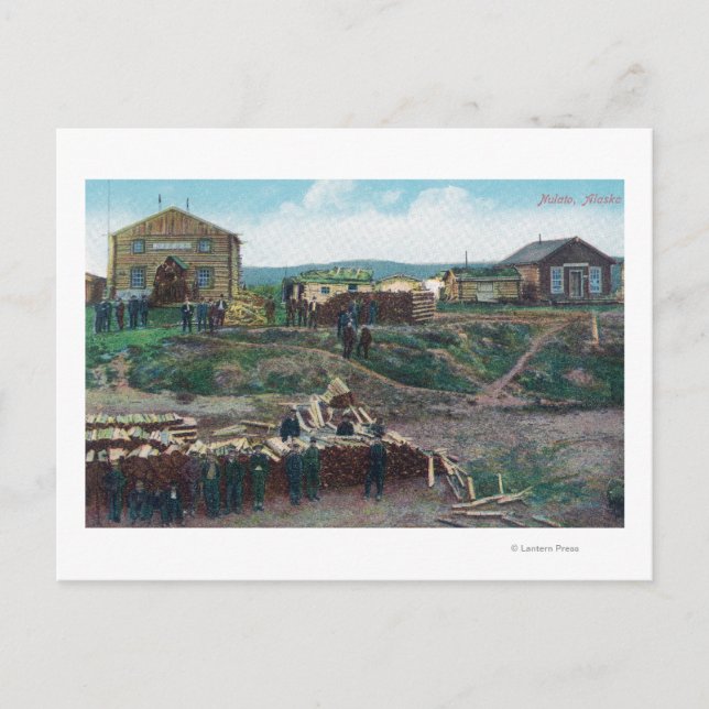 Carte Postale Vue des citadins autour de Bois coupéNulato, AK (Devant)