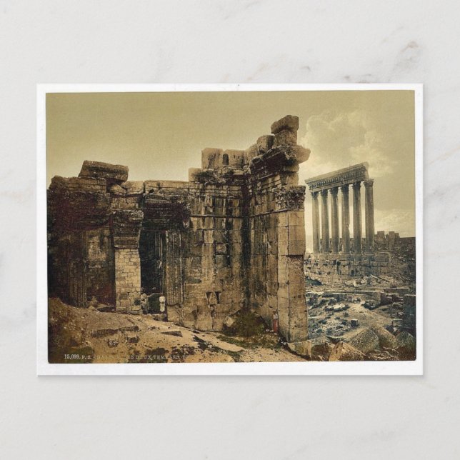 Carte Postale Vue des deux temples, Baalbek, Terre Sainte, (i.e. (Devant)