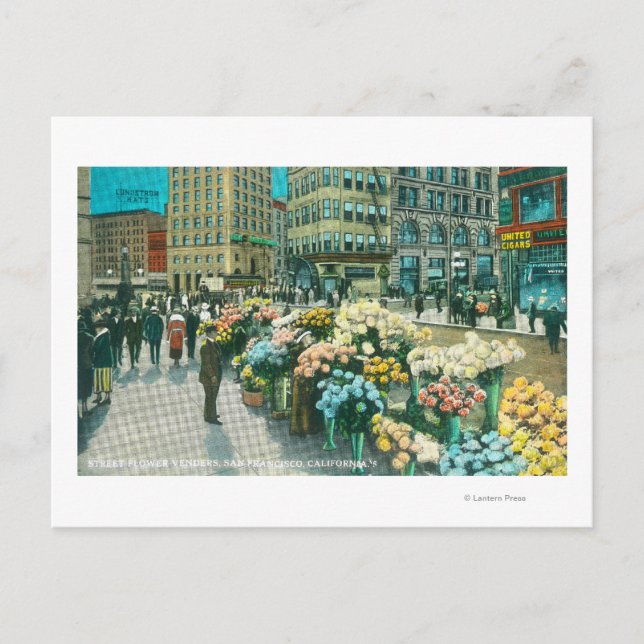 Carte Postale Vue des fournisseurs de fleurs de rue (Devant)