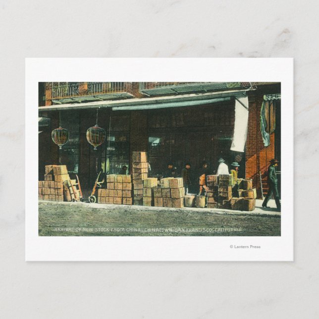 Carte Postale Vue des nouveaux immigrants chinois sur le trottoi (Devant)