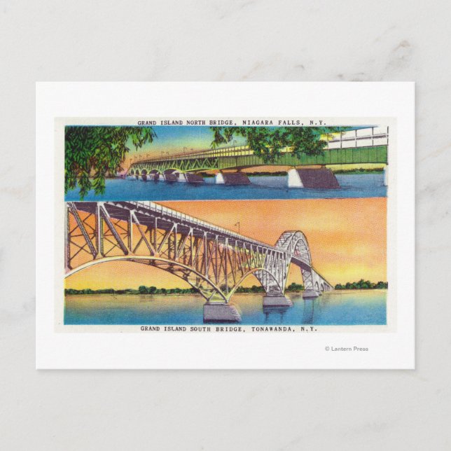 Carte Postale Vue des ponts nord et sud de Grand Island (Devant)