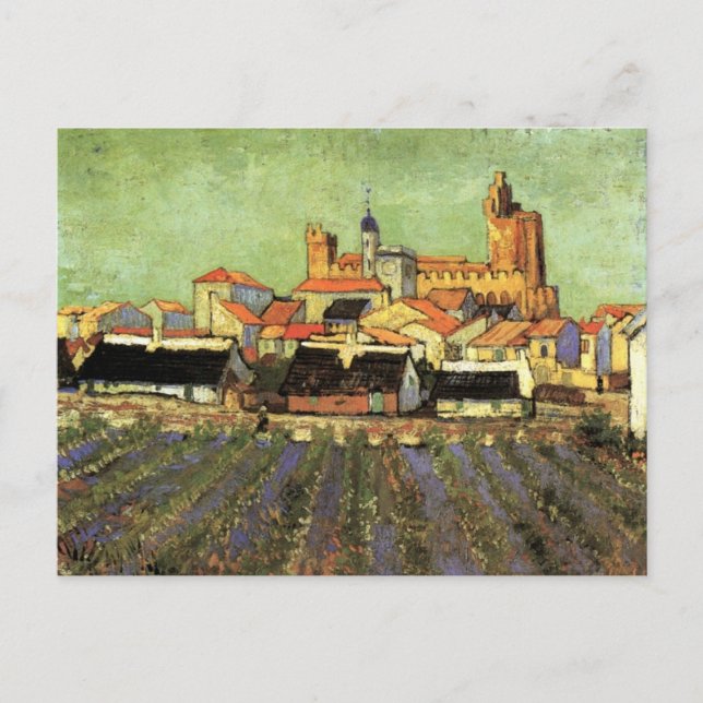 Carte Postale Vue des Saintes Maries par Vincent van Gogh (Devant)