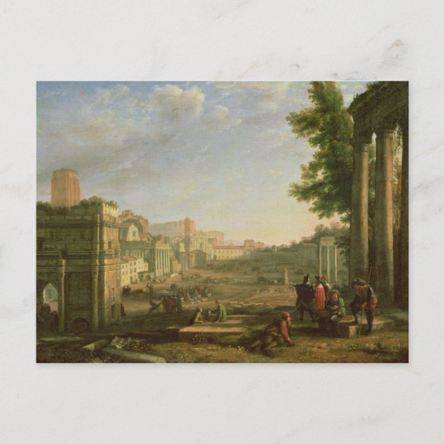 Carte Postale Vue du Campo Vaccino, Rome, 1636 (Devant)