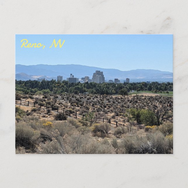 Carte Postale Vue du centre-ville de Reno, Nevada (Devant)