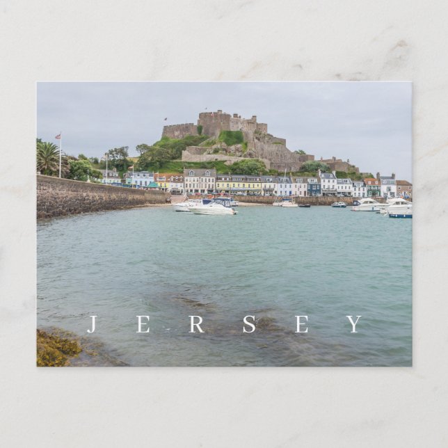 Carte postale vue du château de Jersey Mont Orguei (Devant)