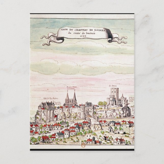 Carte Postale Vue du Château de Loches, 1699 (Devant)