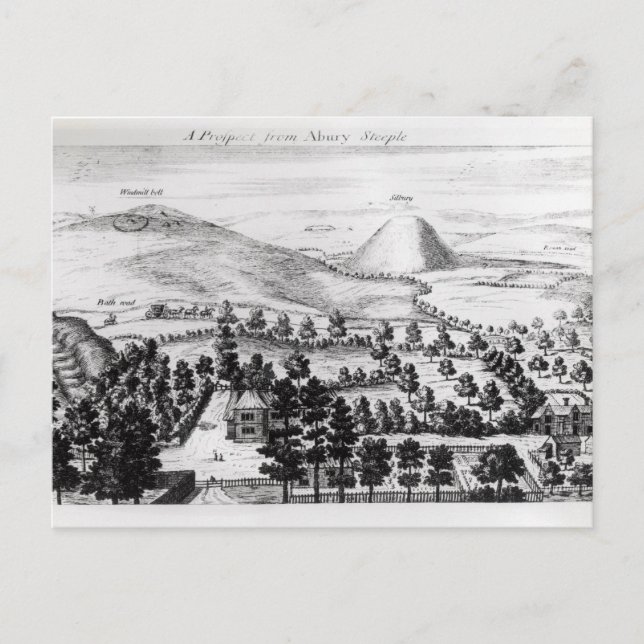 Carte Postale Vue du clocher Avebury de Silbury Hill (Devant)