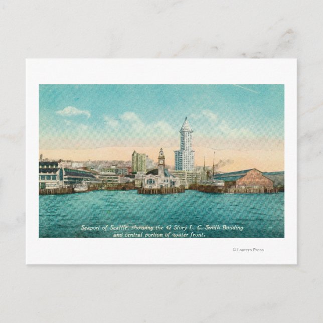 Carte Postale Vue du front de mer sur Port et Smith Tower (Devant)