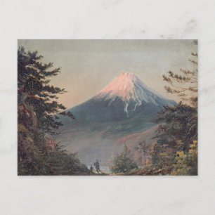 Carte Postale Vue du Mont Fusiyama avec des figures dans l'avant