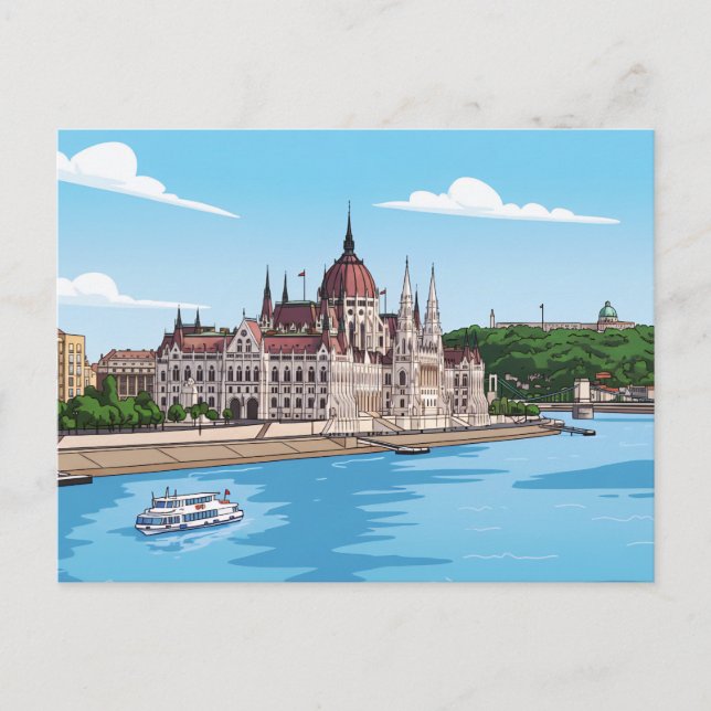 Carte postale vue du Parlement hongrois de Budapes (Devant)