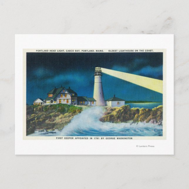 Carte Postale Vue du phare de Portland Head sur Casco Bay (Devant)