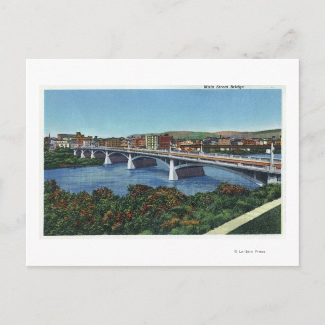 Carte Postale Vue du pont de la rue principale (Devant)