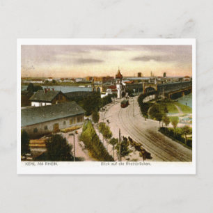 Carte Postale Vue du pont du Rhin, Kehl, Allemagne Vintage