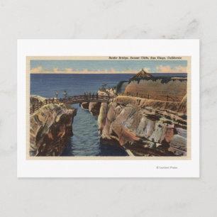 Carte Postale Vue du pont rustique et des falaises de coucher de
