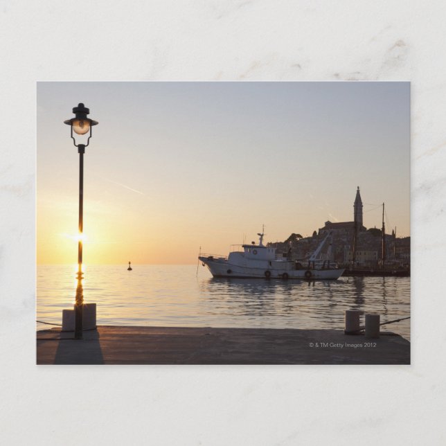 Carte Postale Vue du port de Rovinj, Croatie, au coucher du sole (Devant)