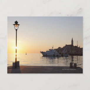 Carte Postale Vue du port de Rovinj, Croatie, au coucher du sole