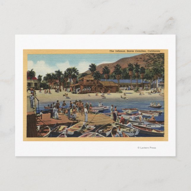 Carte Postale Vue du port Isthme avec baigneurs (Devant)