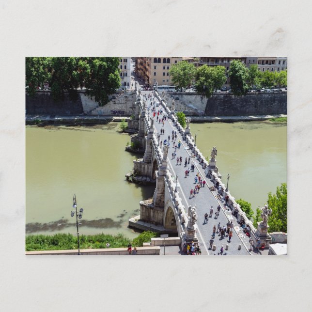 Carte Postale Vue du sommet du pont Saint-Ange à Rome, Italie (Devant)