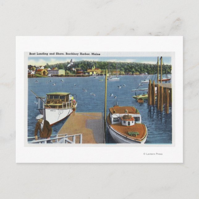 Carte Postale Vue d'un débarquement en bateau et du rivage (Devant)