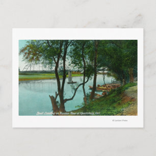 Carte Postale Vue d'un débarquement en bateau sur la rivière rus